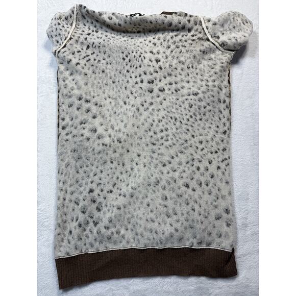 J.McLaughlin Cashmere Leopard Print Cardigan XS Brown Tan Animal Pattern - Picture 7 of 12